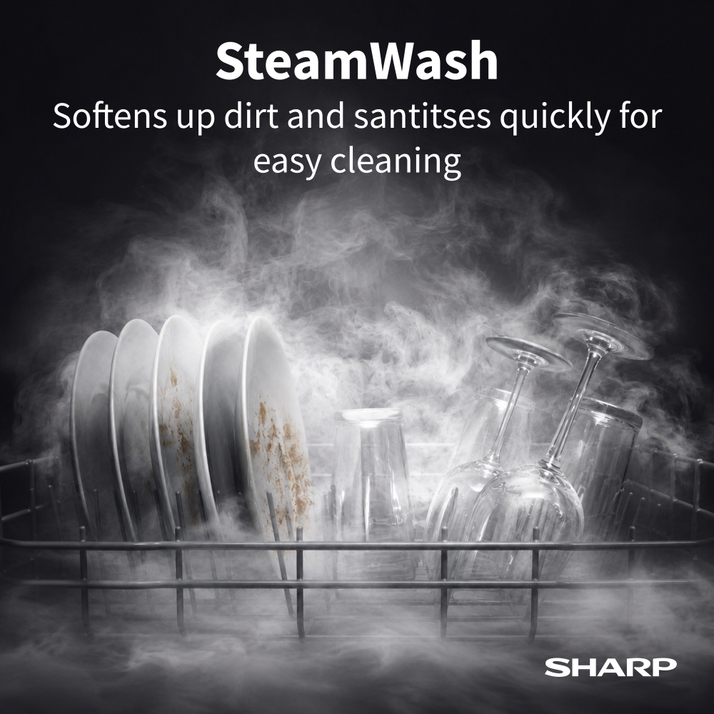 Sharp QW-NA1FF45D6W-EN Dishwasher, 16 Place Settings, White, D Rated