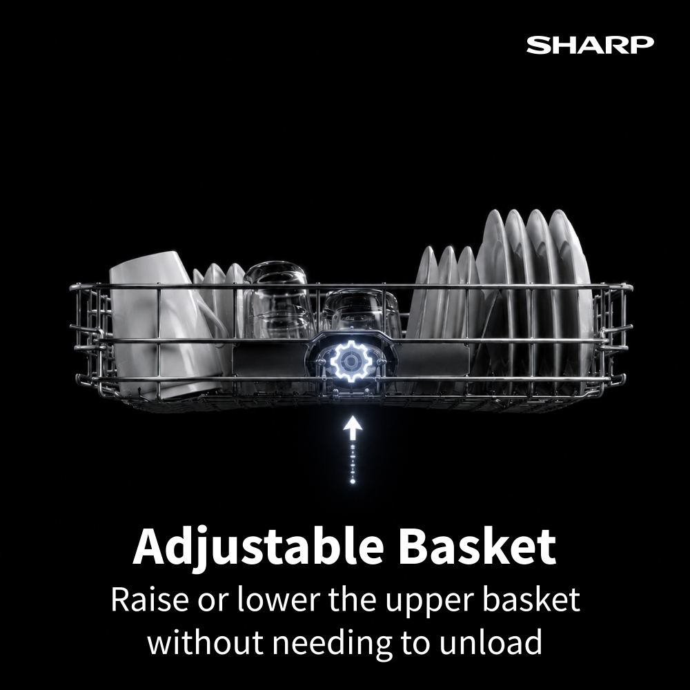 Sharp QW-NA1FF45D6W-EN Dishwasher, 16 Place Settings, White, D Rated