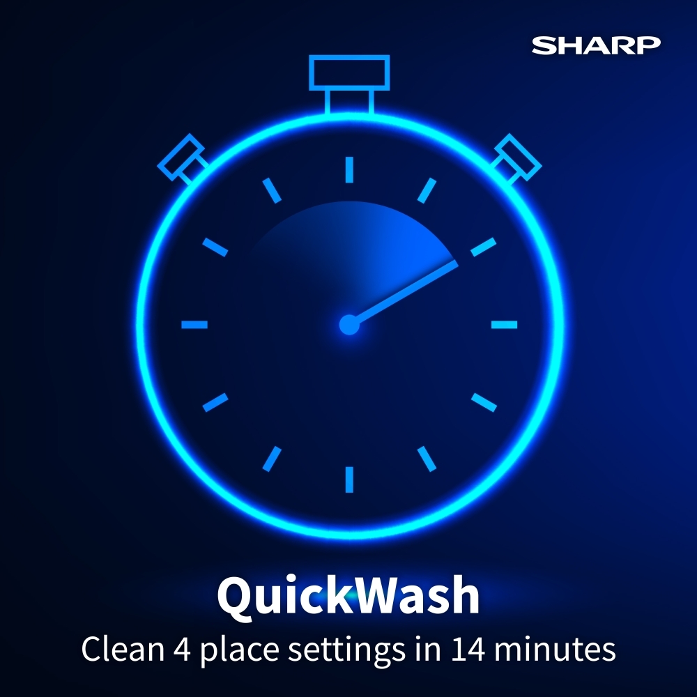 Sharp QW-NA1FF45D6W-EN Dishwasher, 16 Place Settings, White, D Rated