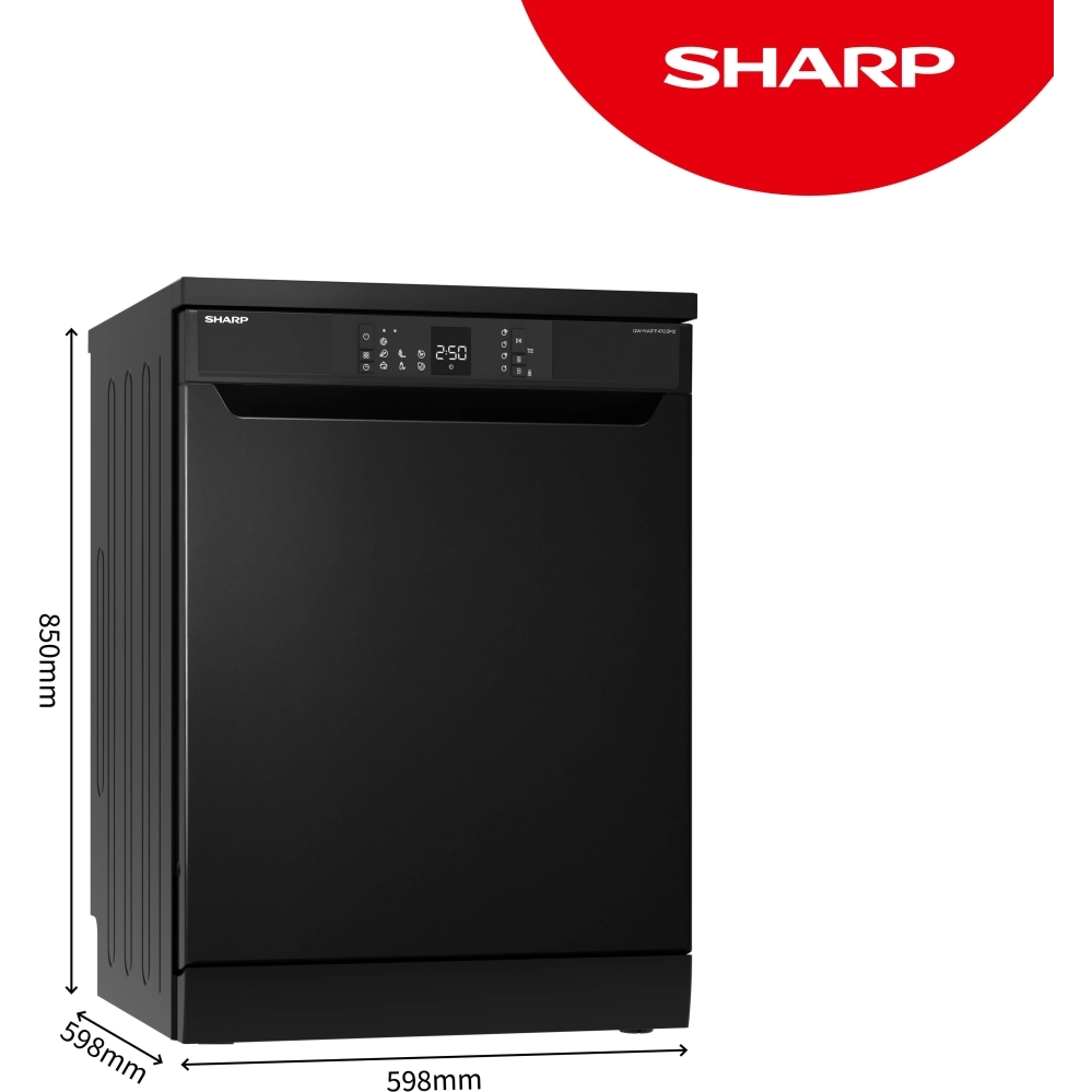 Sharp QW-NA1FF47D3M2-EN Dishwasher, 13 Place Settings, D Rated