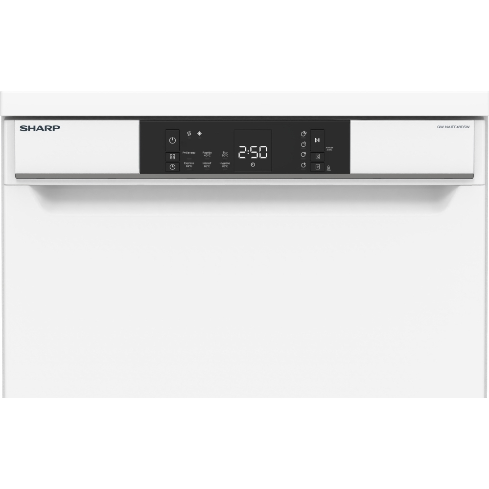 Sharp QW-NA1FF47D3W2-EN Dishwasher, 13 Place Settings, White, D Rated