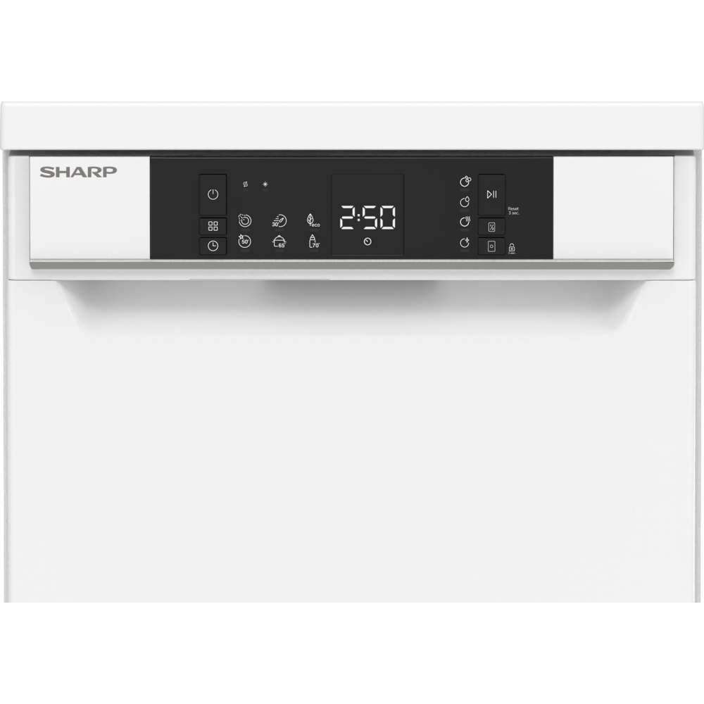 Sharp QW-NS1EF49E0W-EN Slimline Dishwasher, 10 Place Settings, White, E Rated