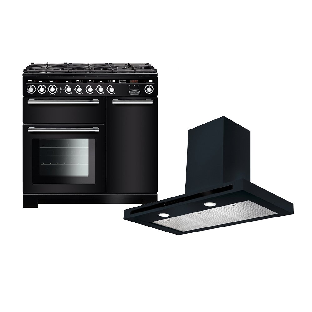 Rangemaster Encore Deluxe Dual Fuel Range Cooker & Hood Pack, A Rated