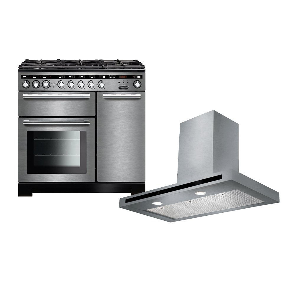Rangemaster Encore Deluxe Dual Fuel Range Cooker & Hood Pack, A Rated