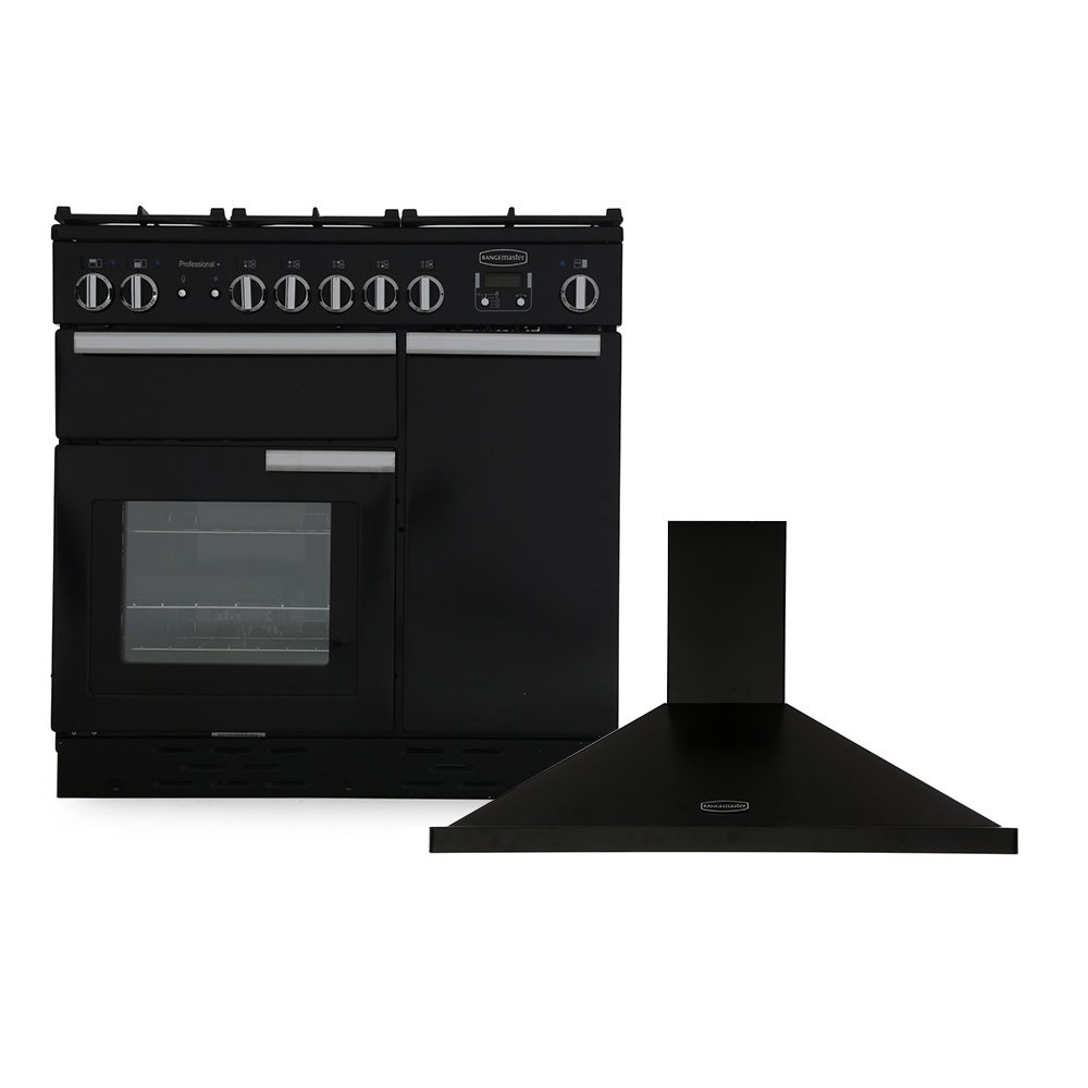 Rangemaster Professional Plus  Dual Fuel Range Cooker & Hood Pack, A Rated