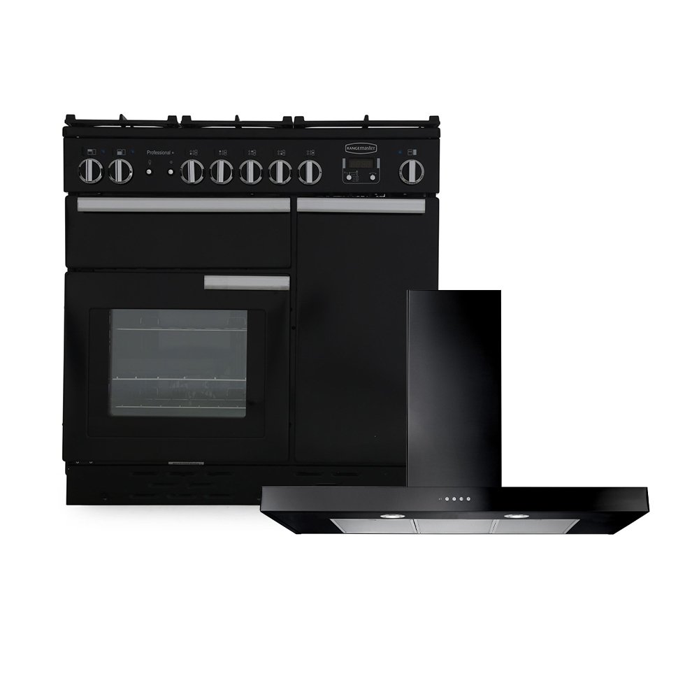 Rangemaster Professional Plus  Dual Fuel Range Cooker & Hood Pack, A Rated