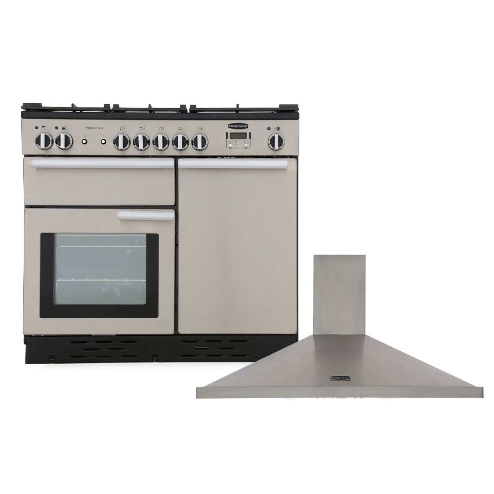 Rangemaster Professional Plus Dual Fuel Range Cooker & Hood Pack, A Rated