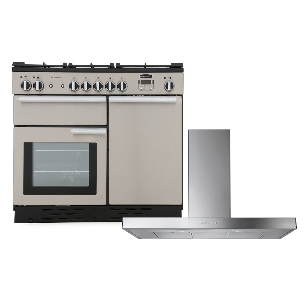 Rangemaster Professional Plus Dual Fuel Range Cooker & Hood Pack, A Rated