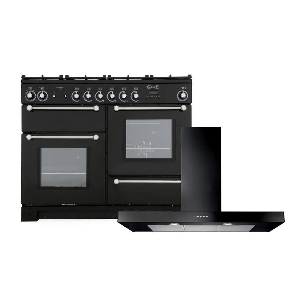 Rangemaster Kitchener Dual Fuel Range Cooker & Hood Pack, B Rated