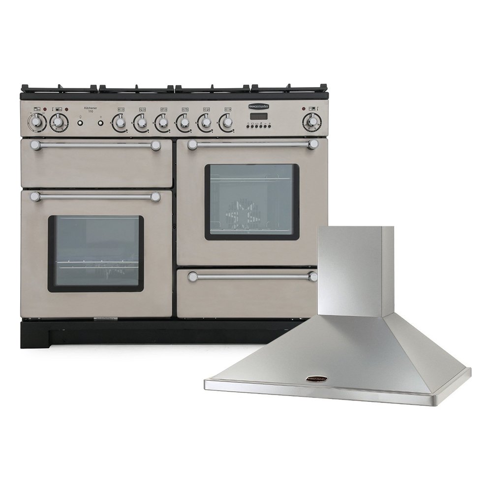 Rangemaster Kitchener Dual Fuel Range Cooker & Hood Pack, B Rated