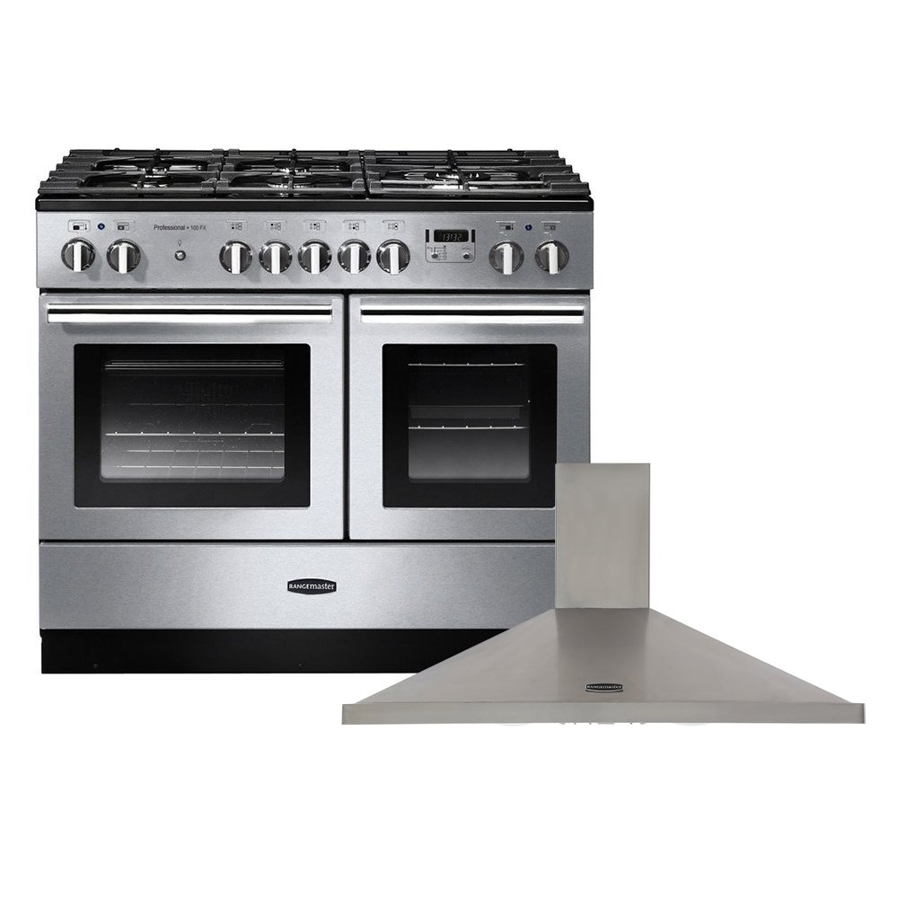 Rangemaster Professional Plus FX Dual Fuel Range Cooker & Hood Pack, A Rated