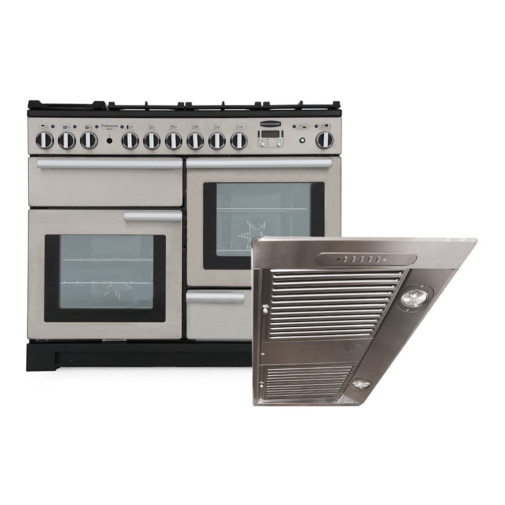 Rangemaster Professional Deluxe Dual Fuel Range Cooker & Hood Pack