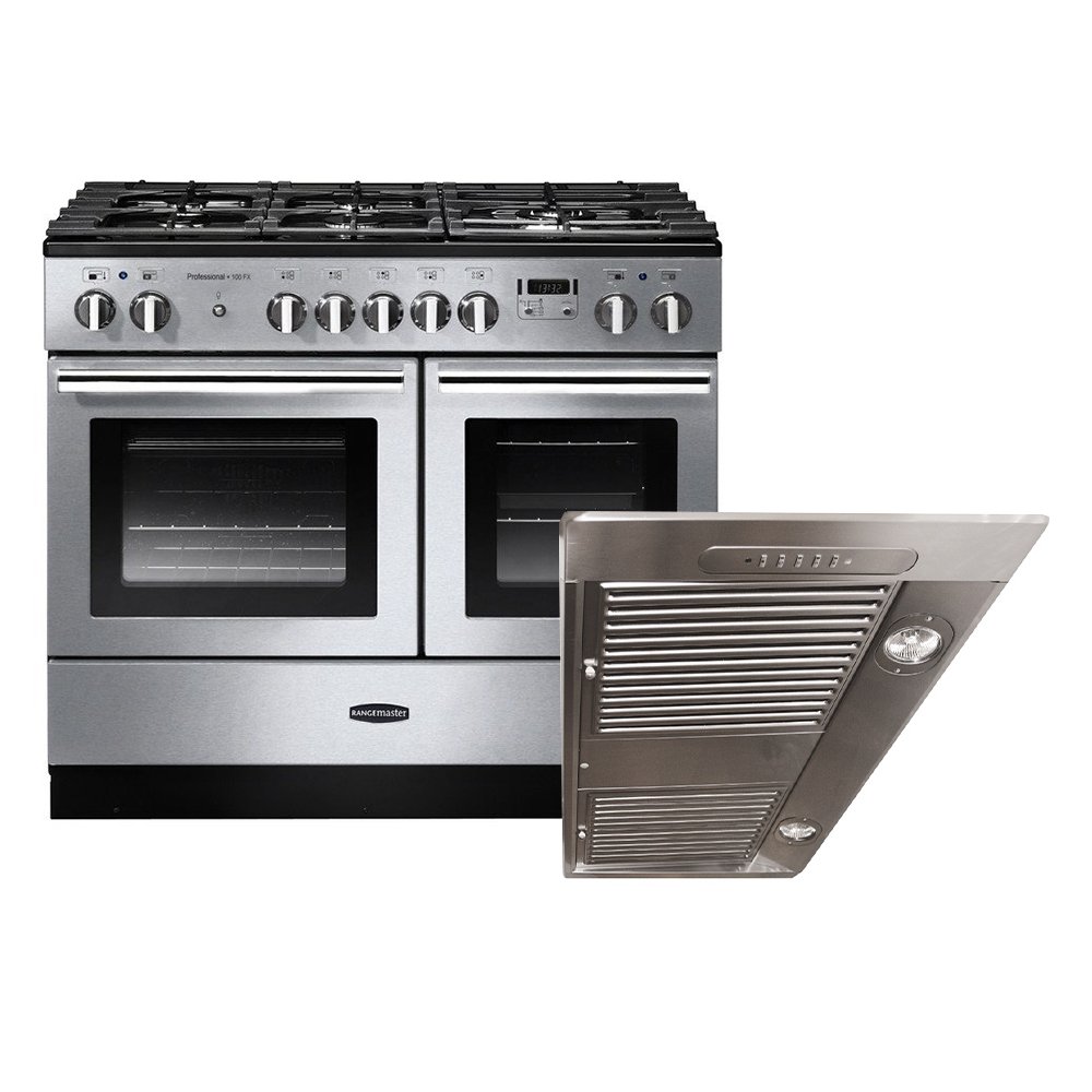 Rangemaster Professional Plus FX Dual Fuel Range Cooker & Hood Pack, A Rated