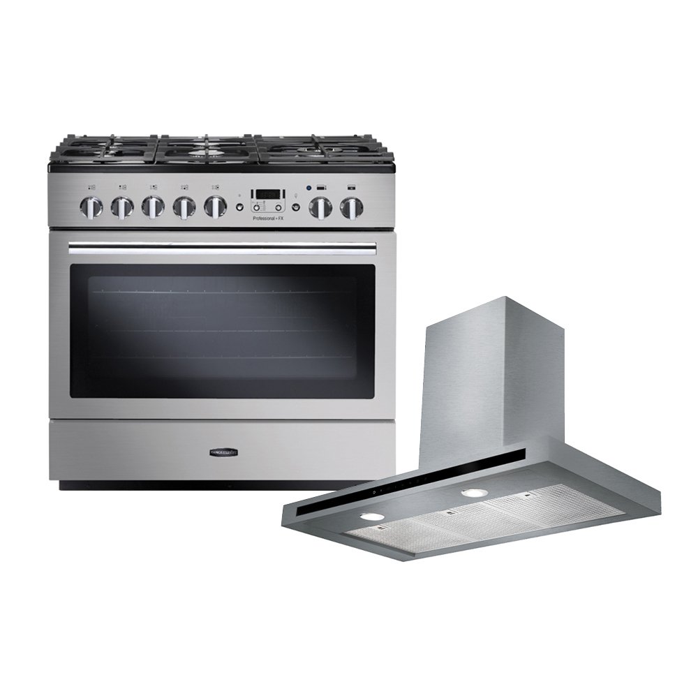 Rangemaster Professional Plus FX Dual Fuel Range Cooker & Hood Pack, A Rated