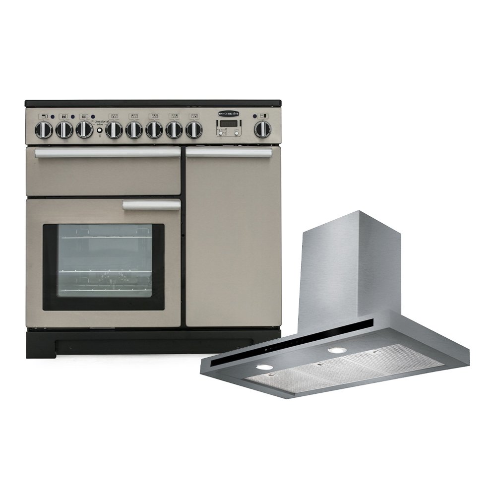 Rangemaster Professional Deluxe Induction Range Cooker & Hood Pack, A Rated