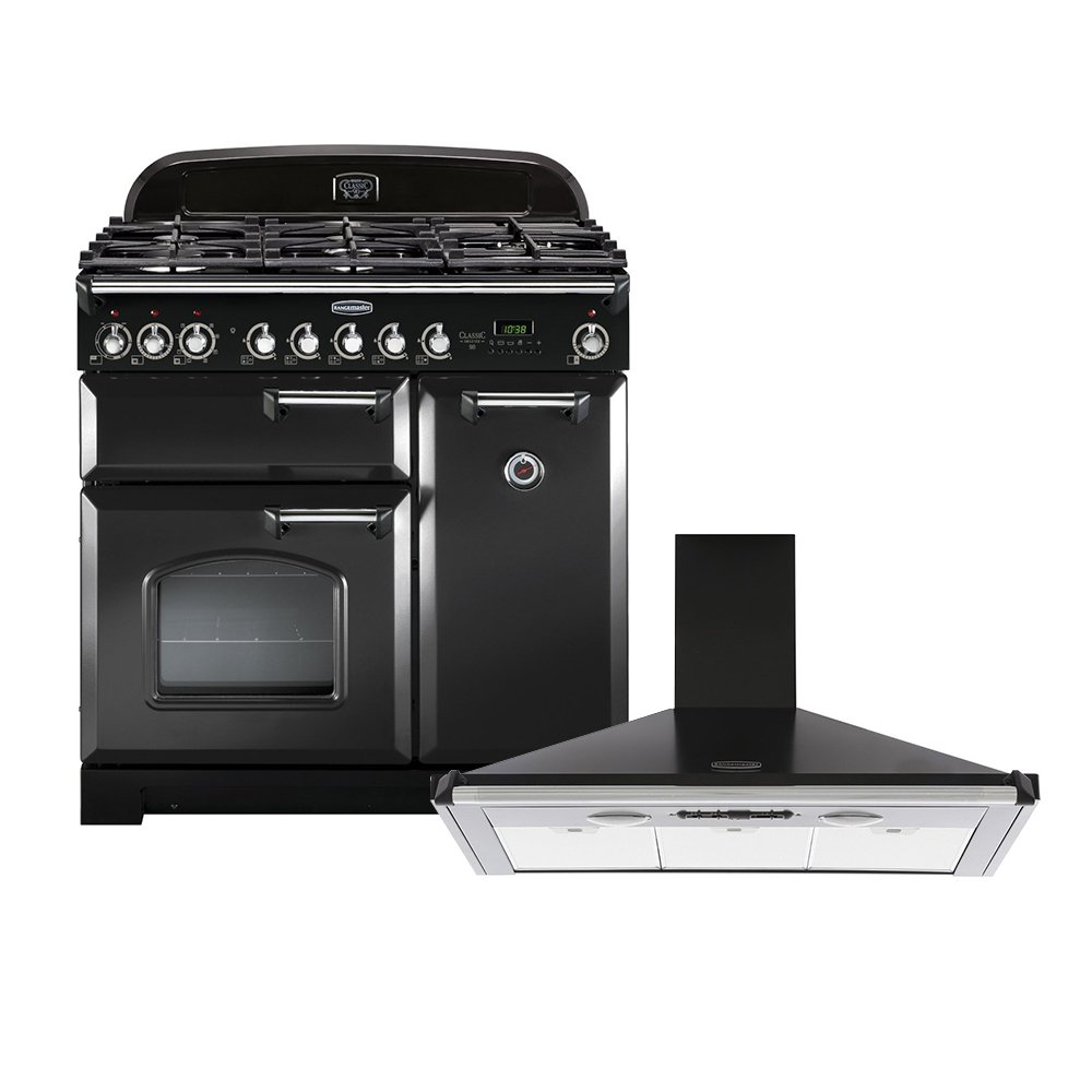 Rangemaster Classic Deluxe Dual Fuel Range Cooker & Hood Pack, A Rated