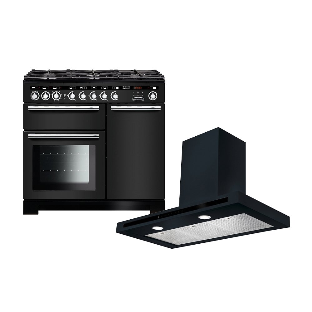Rangemaster Encore Deluxe Dual Fuel Range Cooker & Hood Pack, A Rated