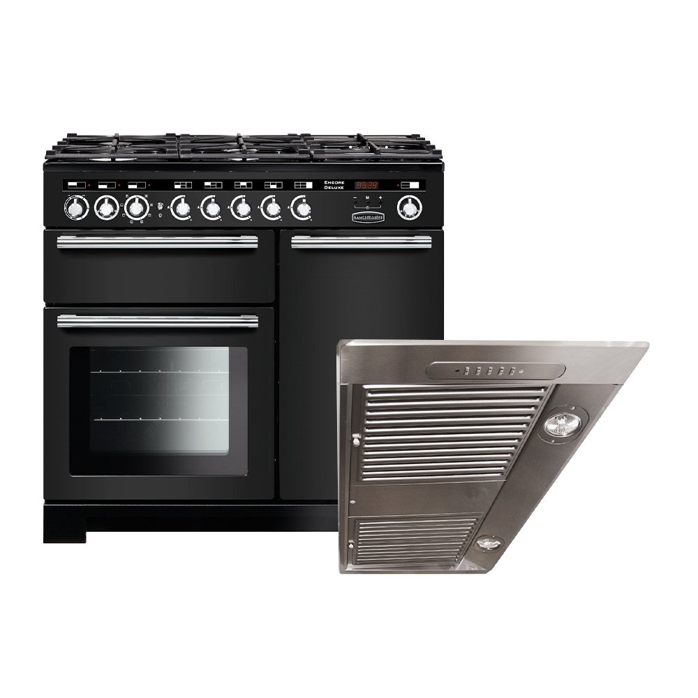 Rangemaster Encore Deluxe Dual Fuel Range Cooker & Hood Pack, A Rated