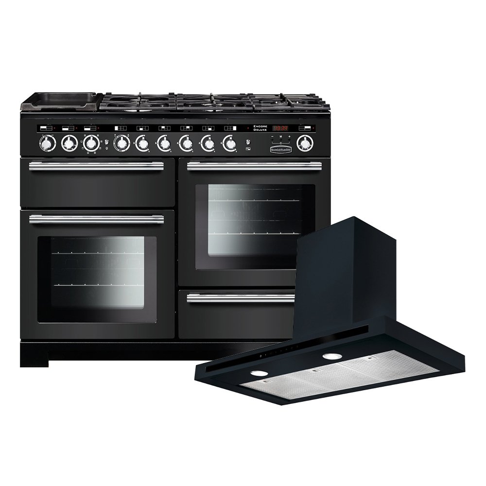 Rangemaster Encore Deluxe Dual Fuel Range Cooker & Hood Pack, A Rated