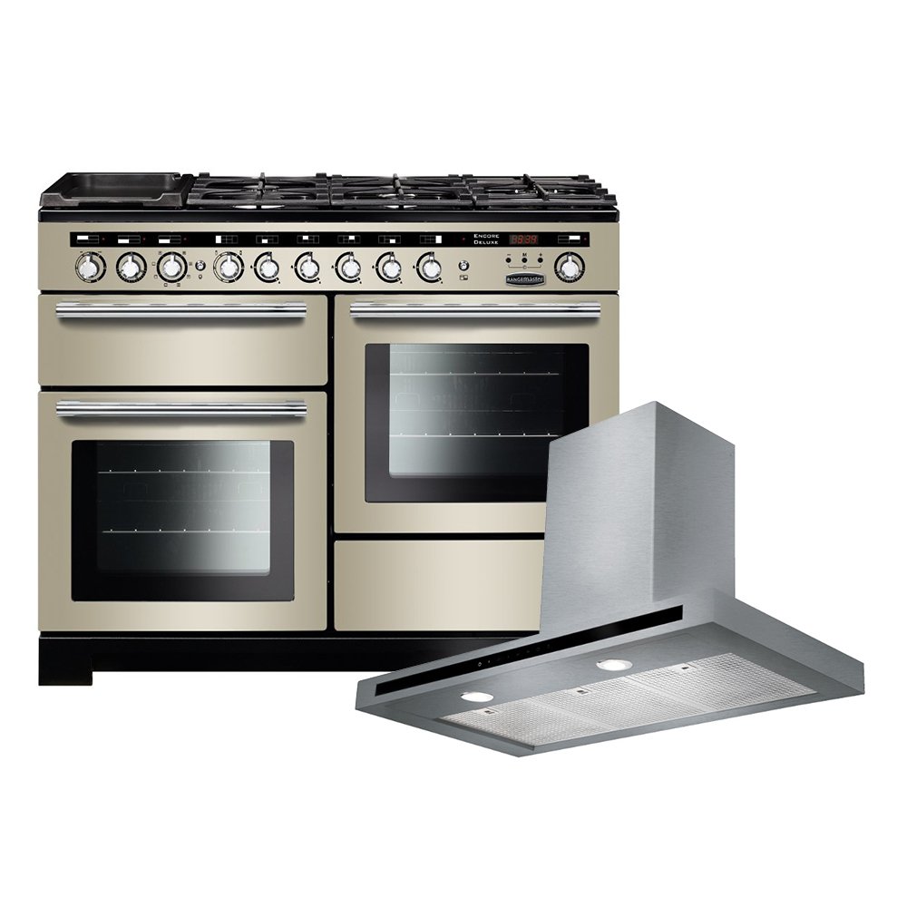 Rangemaster Encore Deluxe Dual Fuel Range Cooker & Hood Pack, A Rated