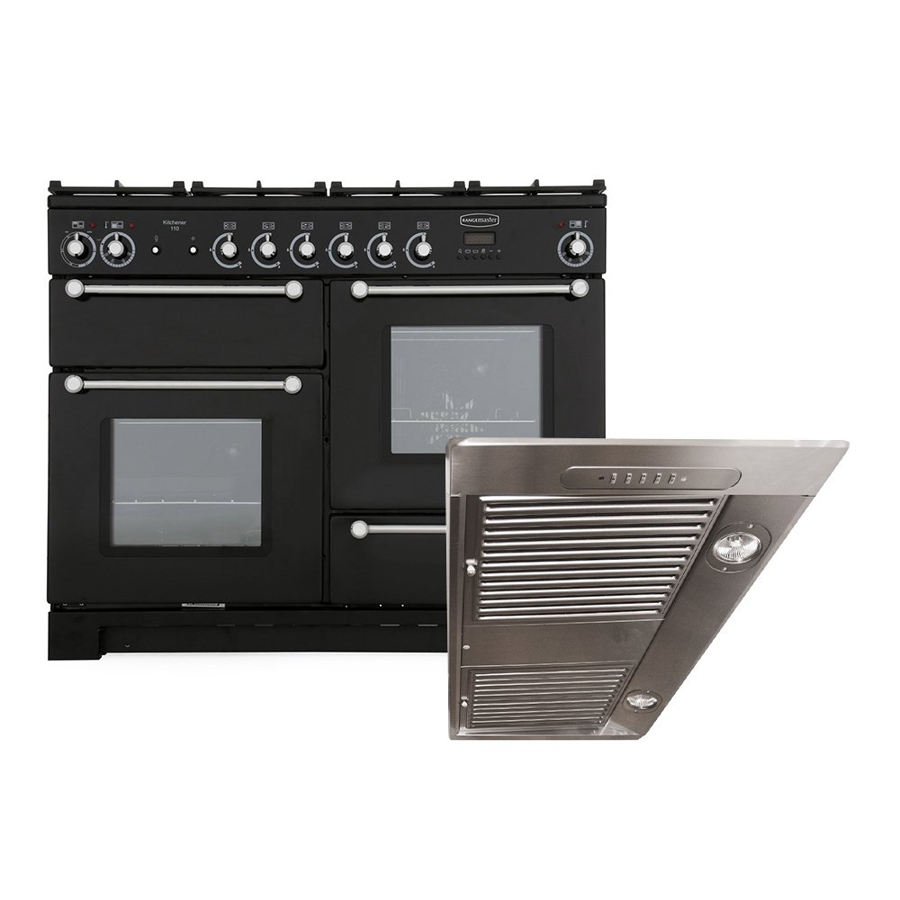 Rangemaster Kitchener Dual Fuel Range Cooker & Hood Pack, B Rated
