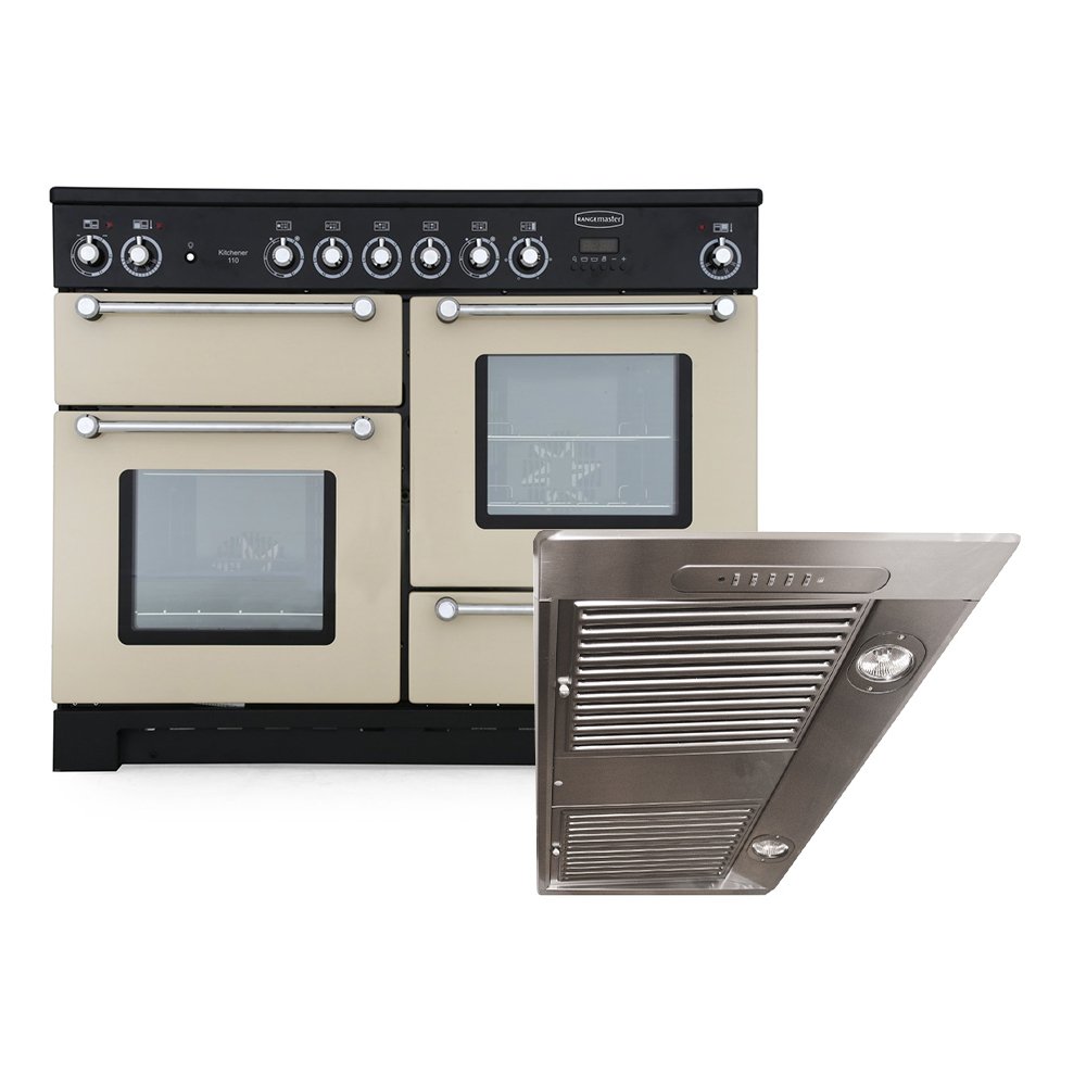 Rangemaster Kitchener Ceramic Range Cooker & Hood Pack, A Rated