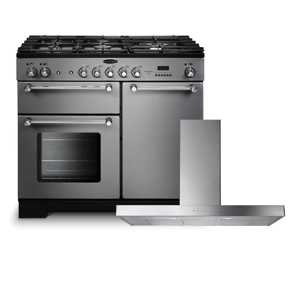 Rangemaster Kitchener Gas Range Cooker & Hood Pack, A Rated