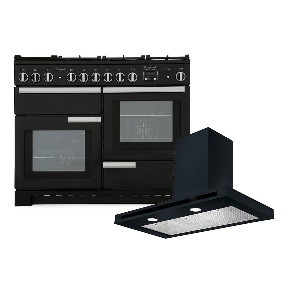 Rangemaster Professional Deluxe Dual Fuel Range Cooker & Hood Pack, A Rated