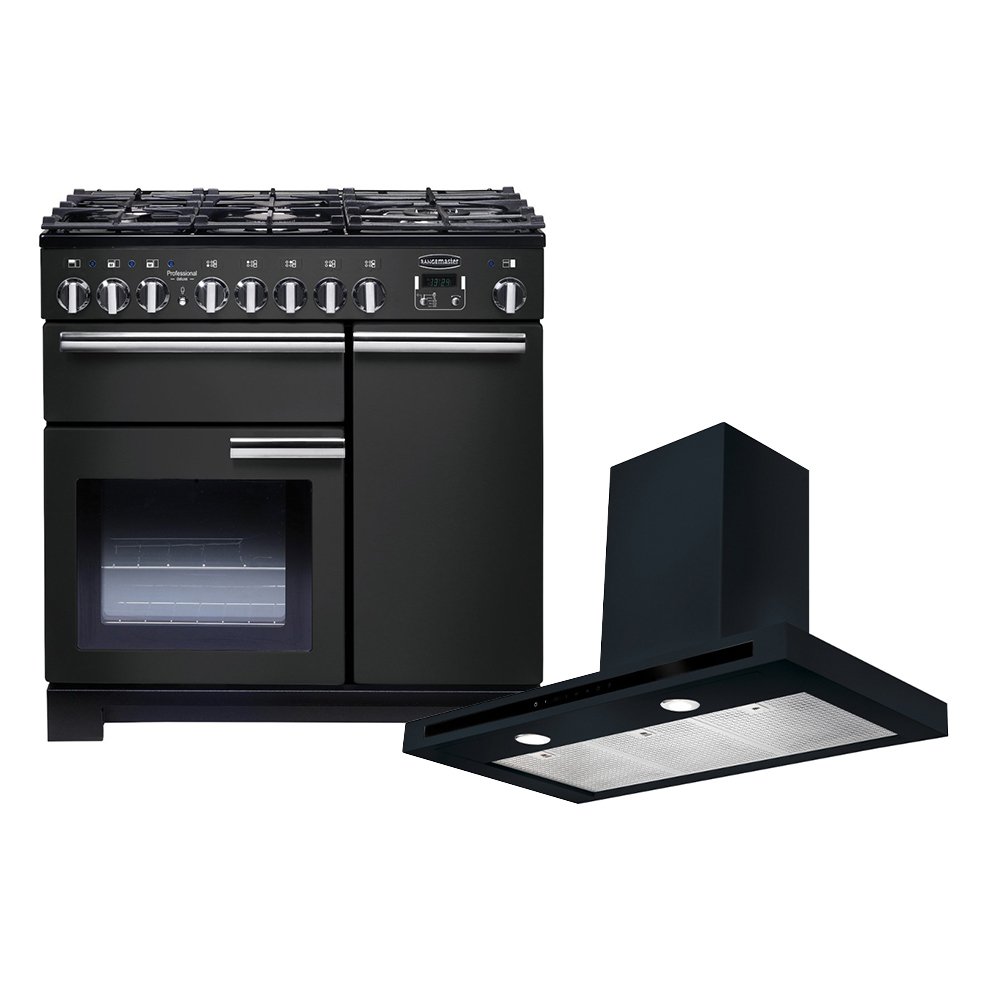 Rangemaster Professional Deluxe Dual Fuel Range Cooker & Hood Pack, A Rated