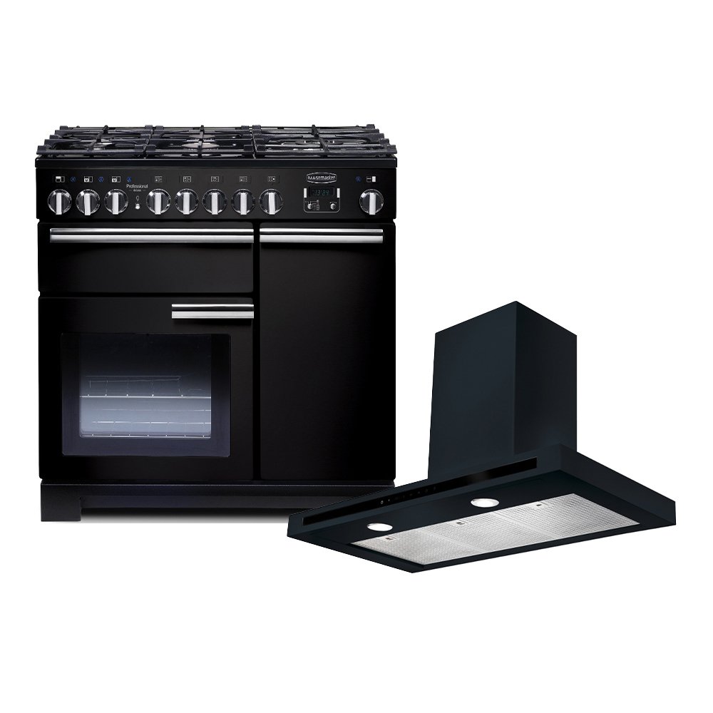 Rangemaster Professional Deluxe Dual Fuel Range Cooker & Hood Pack