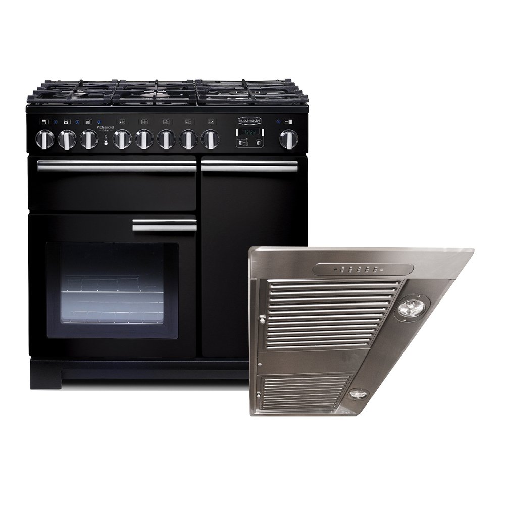 Rangemaster Professional Deluxe Dual Fuel Range Cooker & Hood Pack