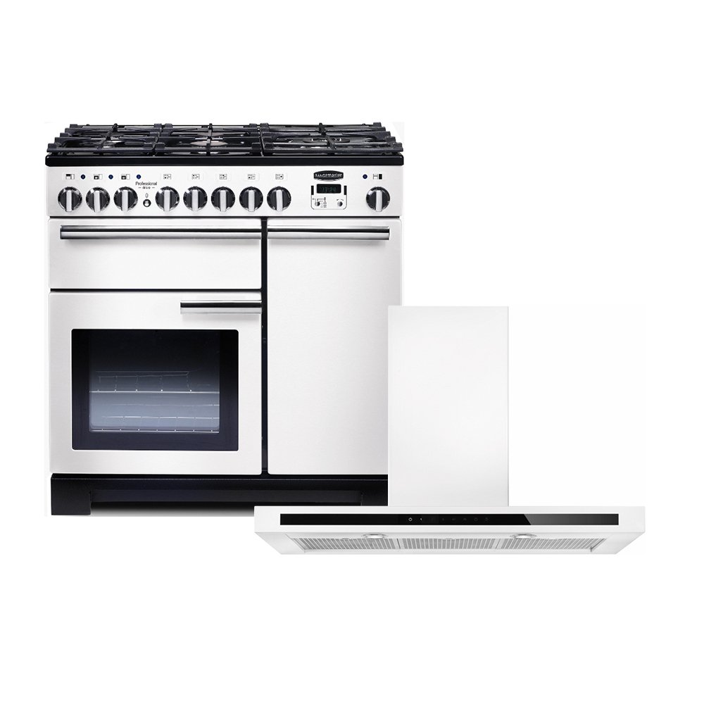 Rangemaster Professional Deluxe Dual Fuel Range Cooker & Hood Pack, A Rated