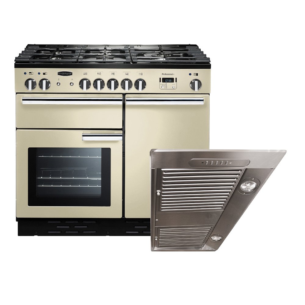 Rangemaster Professional Plus  Dual Fuel Range Cooker & Hood Pack, A Rated