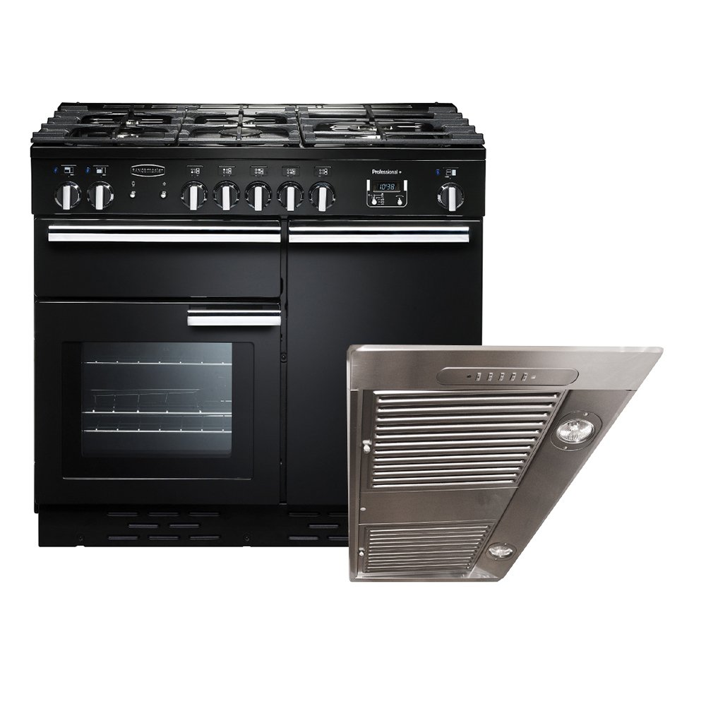Rangemaster Professional Plus  Dual Fuel Range Cooker & Hood Pack, A Rated