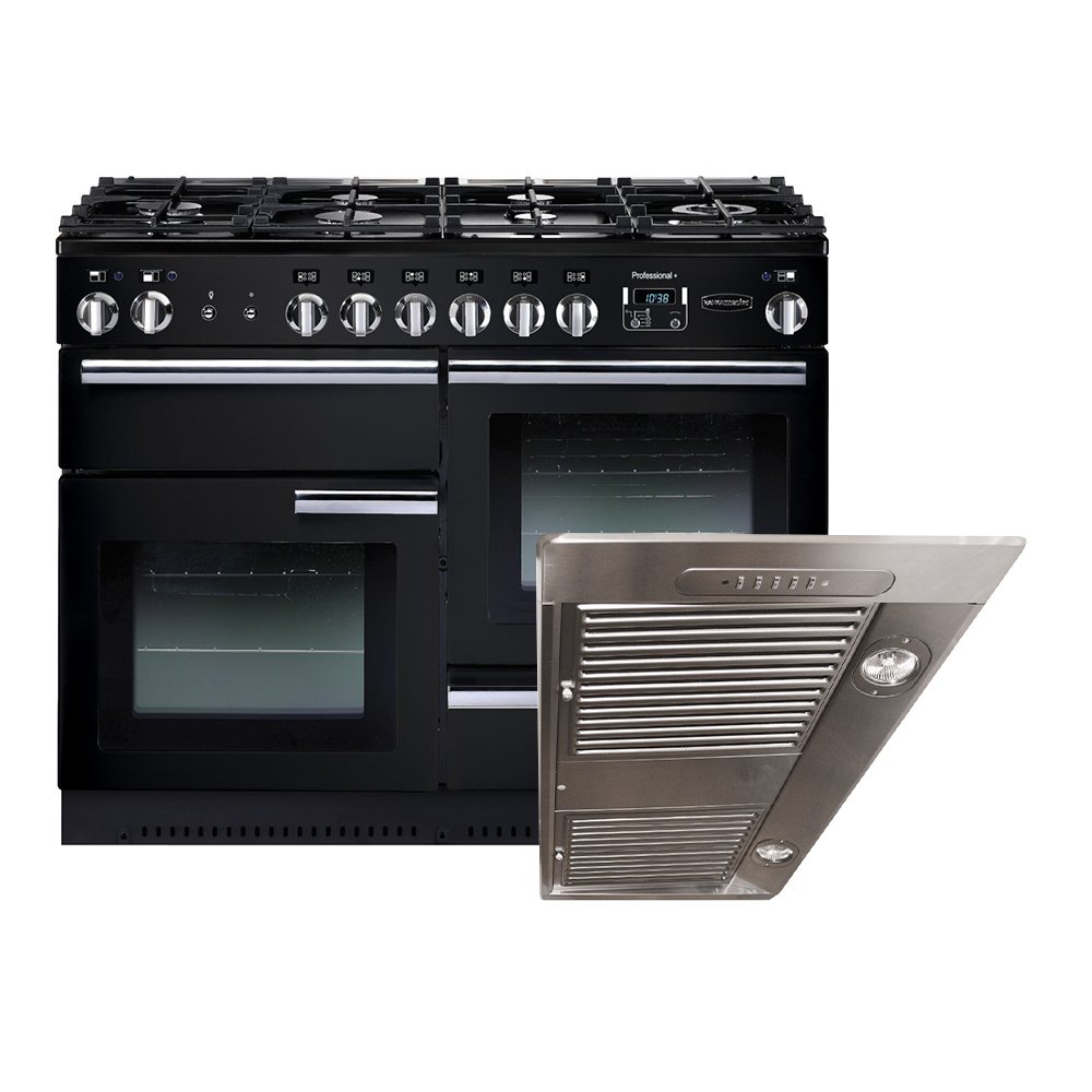 Rangemaster Professional Plus  Dual Fuel Range Cooker & Hood Pack, A Rated