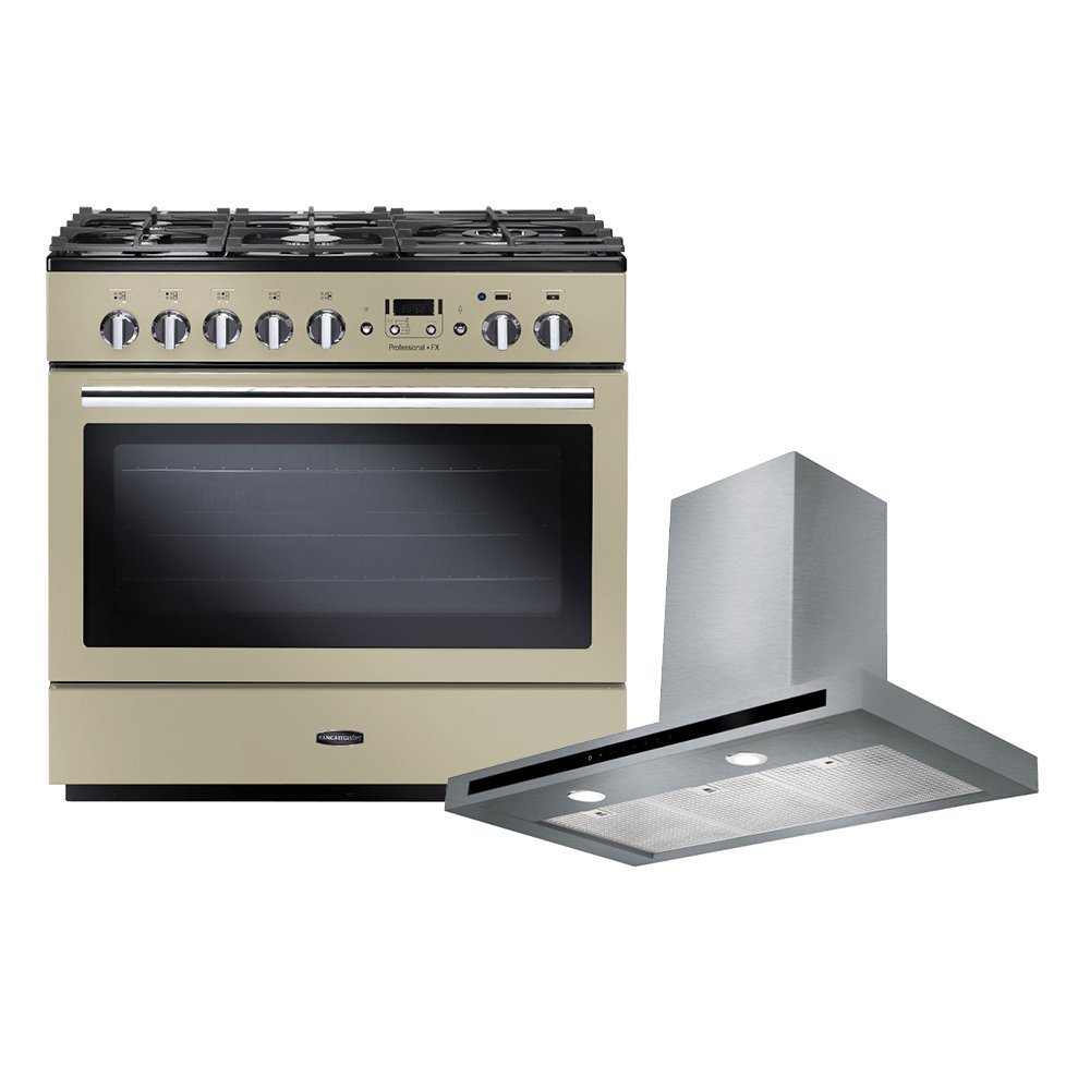 Rangemaster Professional Plus FX Dual Fuel Range Cooker & Hood Pack, A Rated