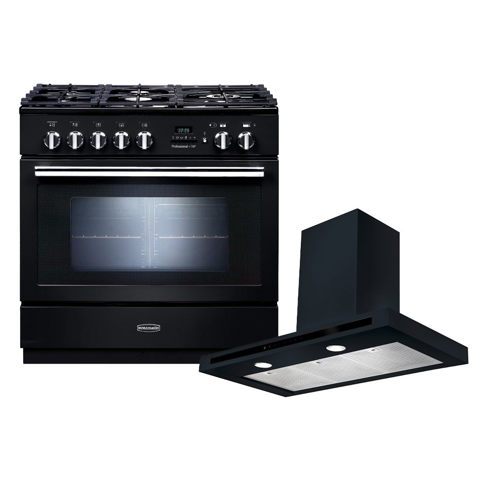 Rangemaster Professional Plus FXP Dual Fuel Range Cooker & Hood Pack, A Rated