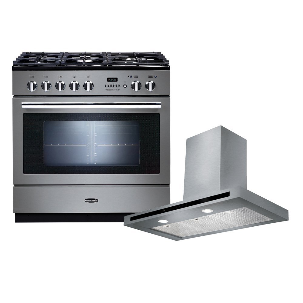 Rangemaster Professional Plus FXP Dual Fuel Range Cooker & Hood Pack, A Rated