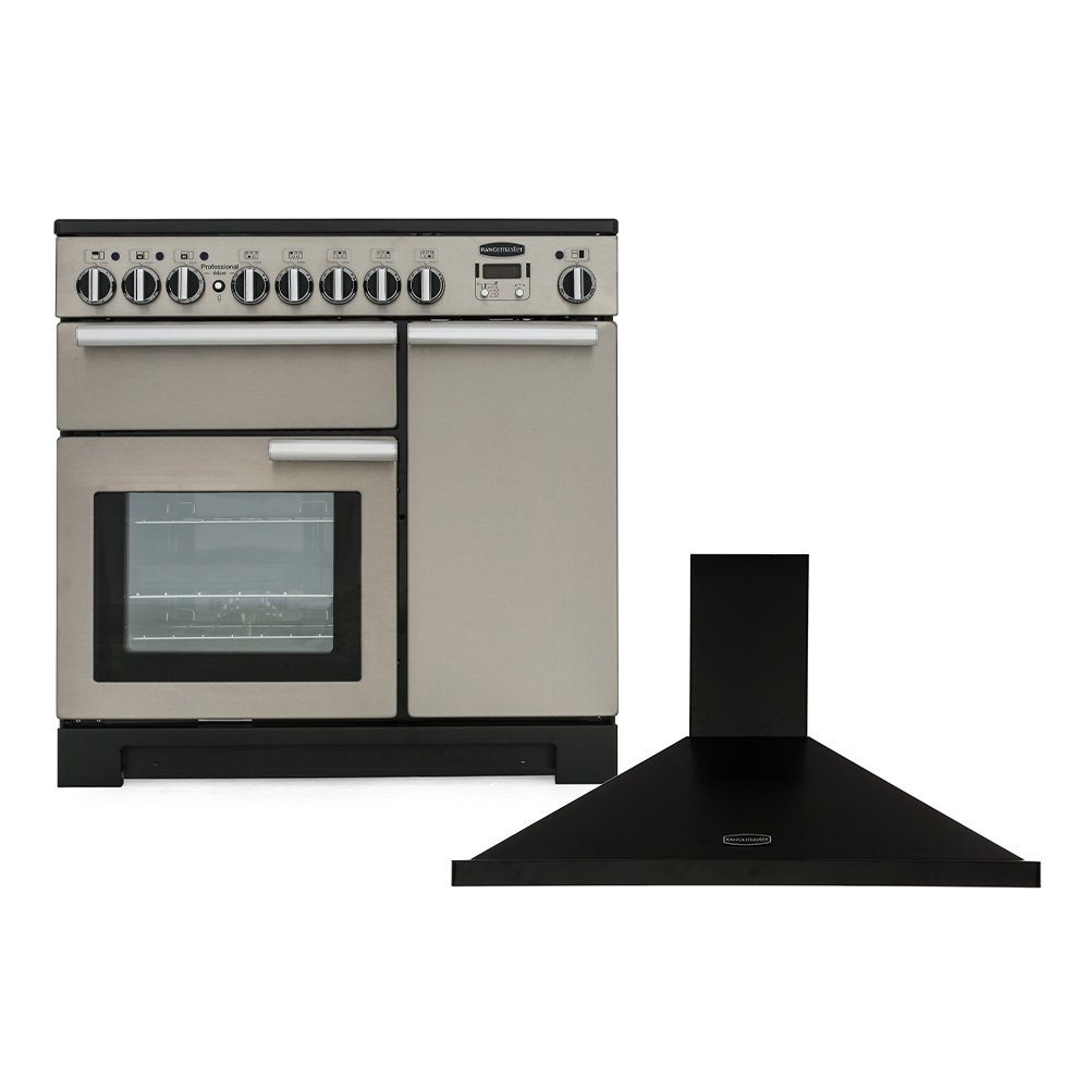 Rangemaster Professional Deluxe Induction Fuel Range Cooker & Hood Pack, A Rated