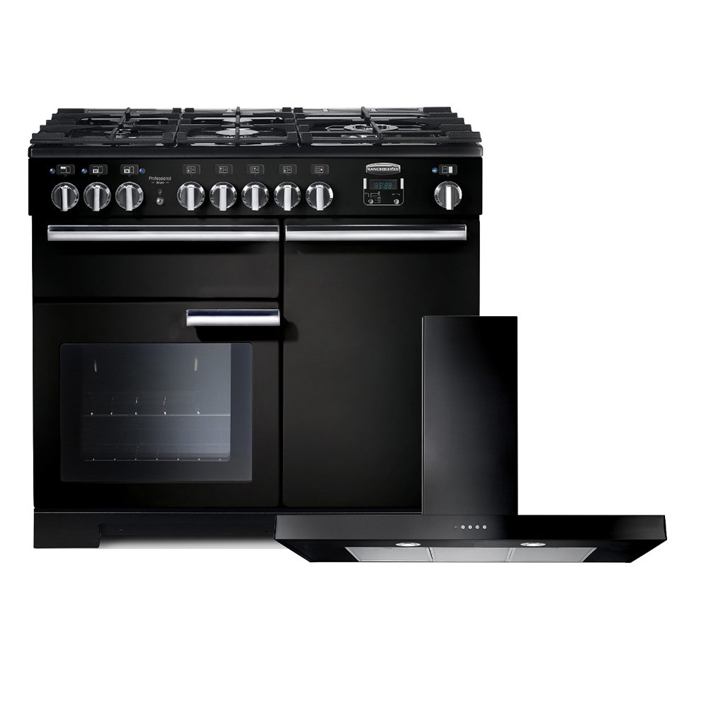 Rangemaster Professional Deluxe Dual Fuel Range Cooker & Hood Pack, A Rated