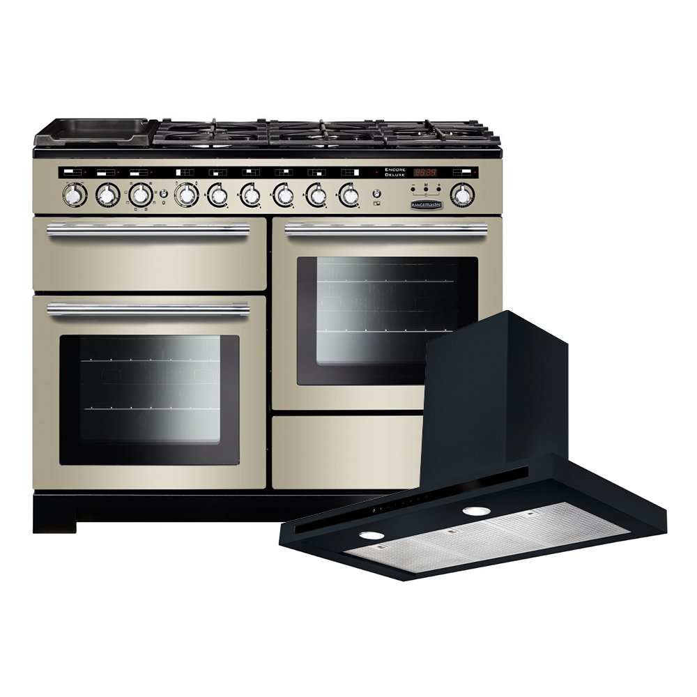 Rangemaster Encore Deluxe Dual Fuel Range Cooker & Hood Pack, A Rated