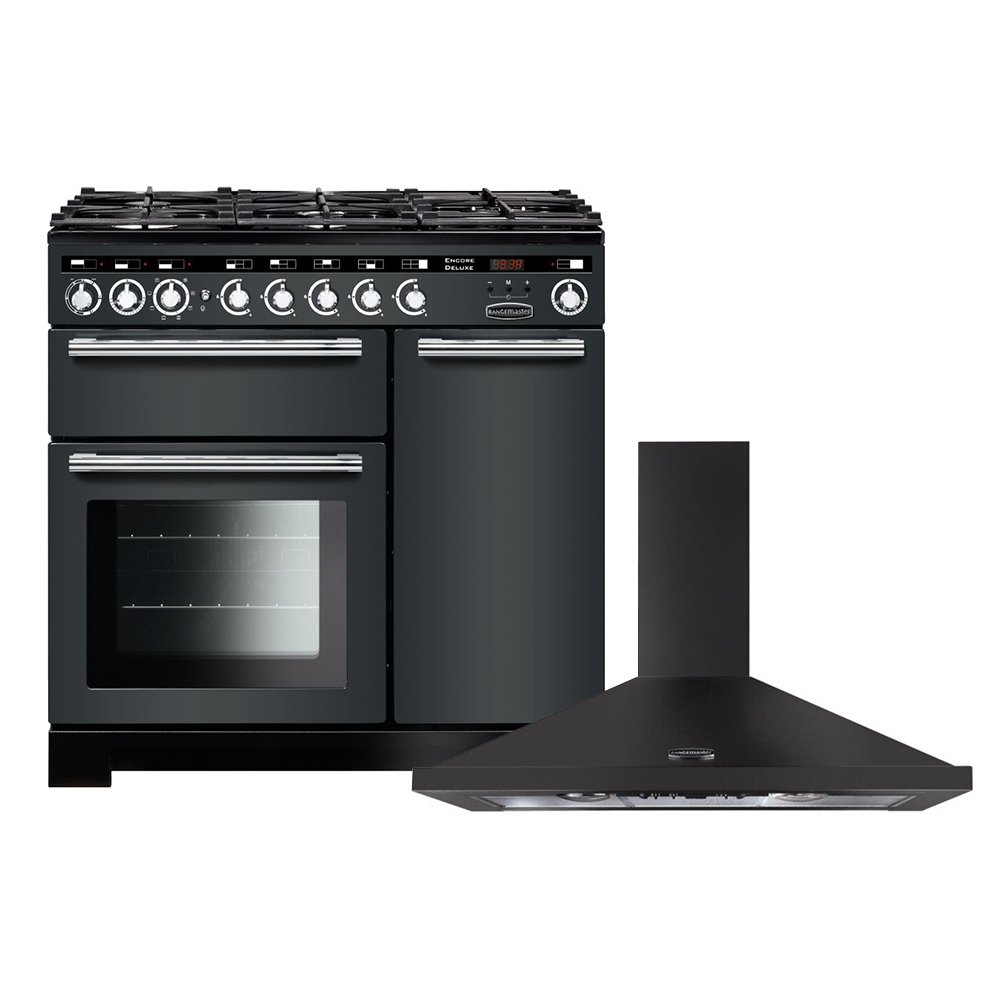 Rangemaster Encore Deluxe Dual Fuel Range Cooker & Hood Pack, A Rated
