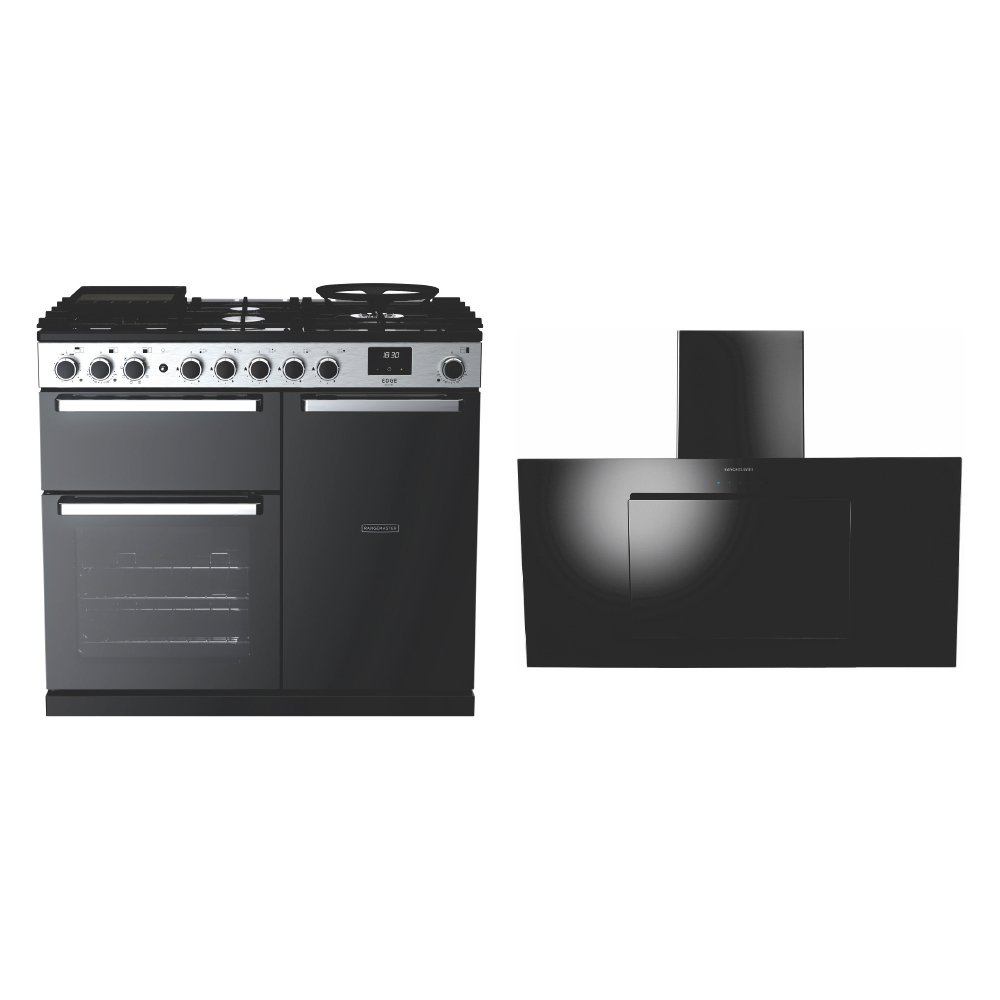 Rangemaster Edge Deluxe Dual Fuel Range Cooker & Hood Pack
