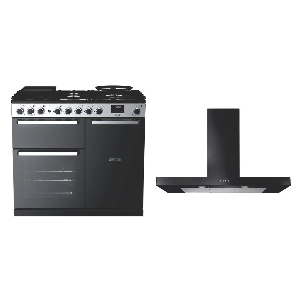 Rangemaster Edge Deluxe Dual Fuel Range Cooker & Hood Pack