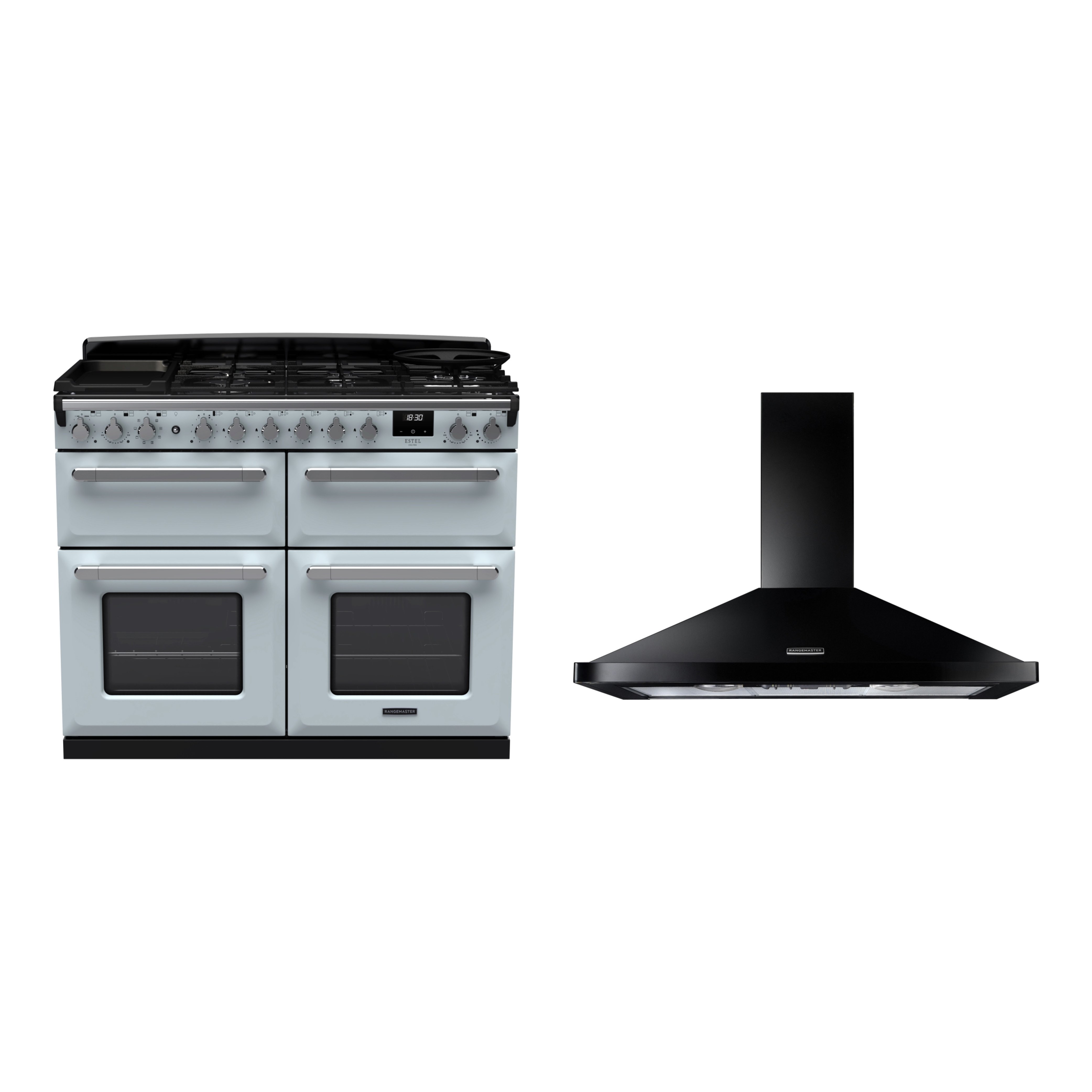 Rangemaster Estel Deluxe Dual Fuel Range Cooker & Hood Pack