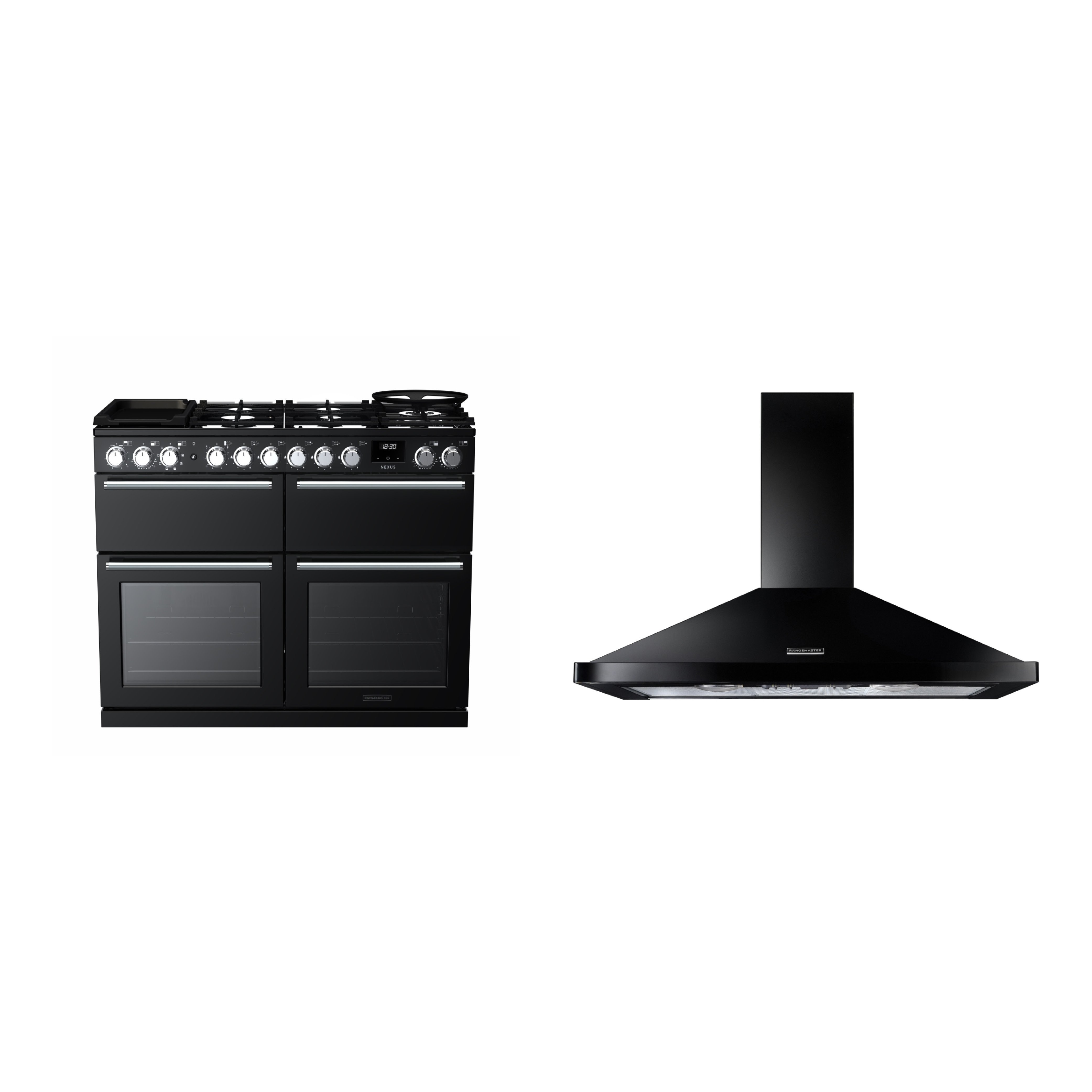 Rangemaster Nexus Deluxe Dual Fuel Range Cooker & Hood Pack