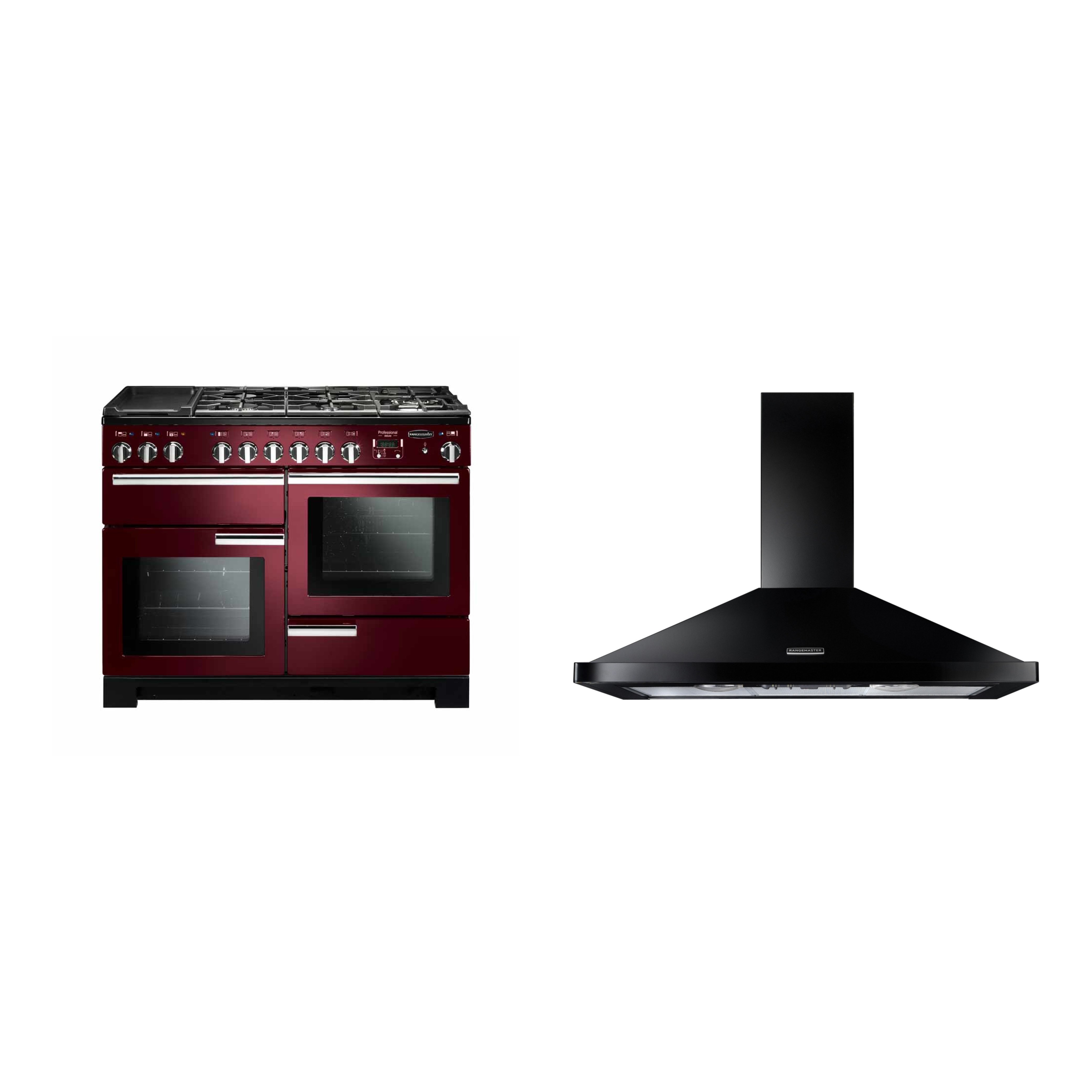 Rangemaster Professional Deluxe Dual Fuel Range Cooker & Hood Pack