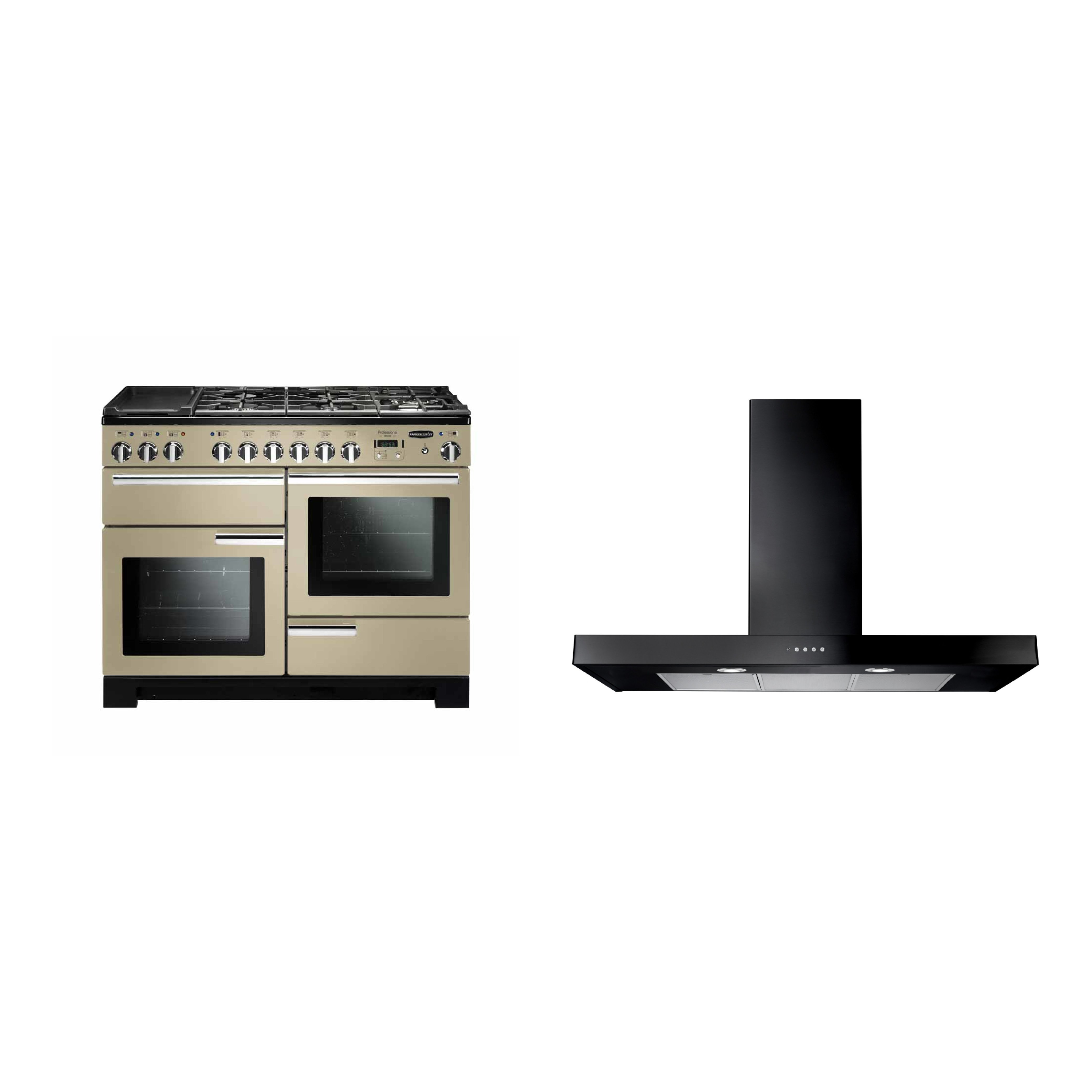 Rangemaster Professional Deluxe Dual Fuel Range Cooker & Hood Pack