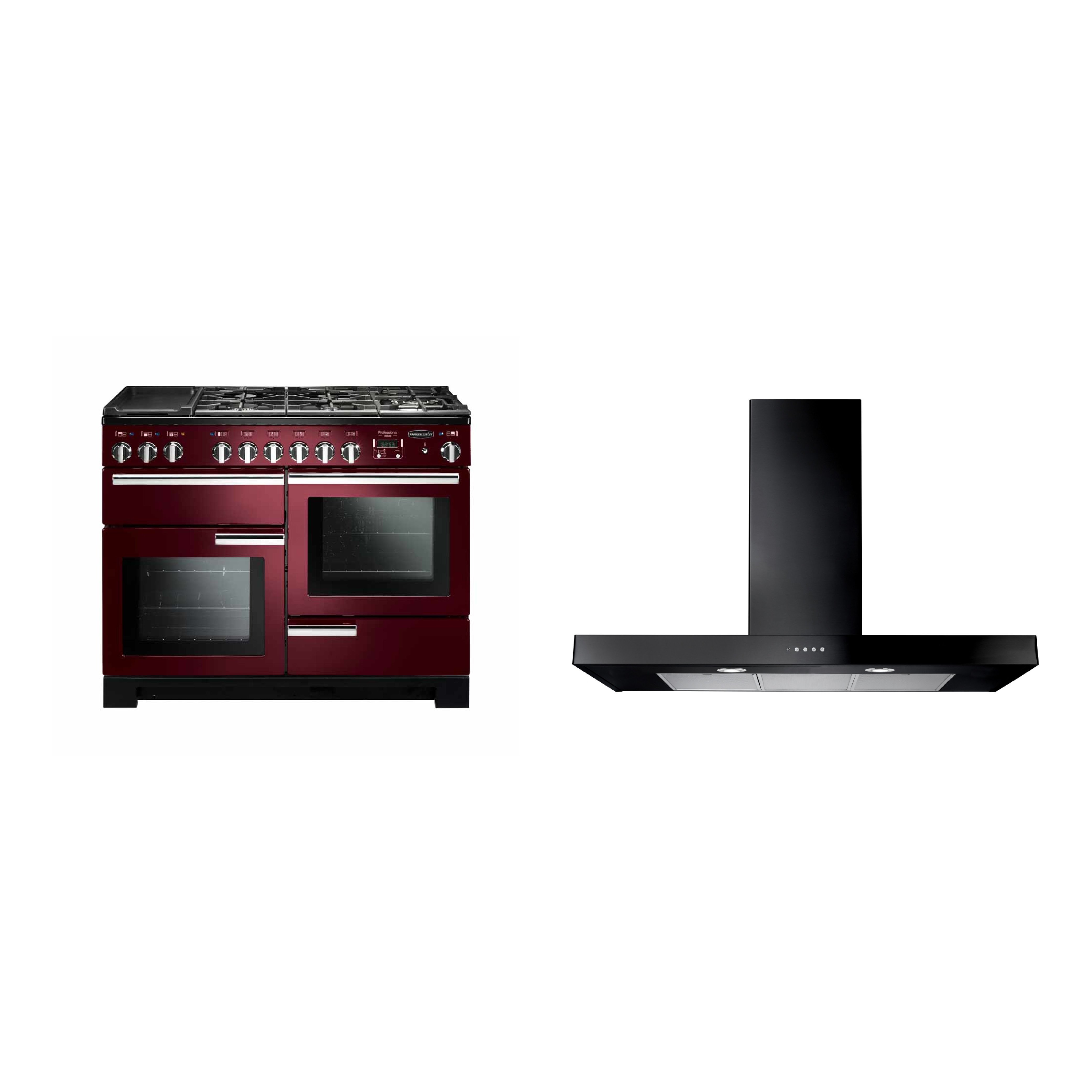 Rangemaster Professional Deluxe Dual Fuel Range Cooker & Hood Pack