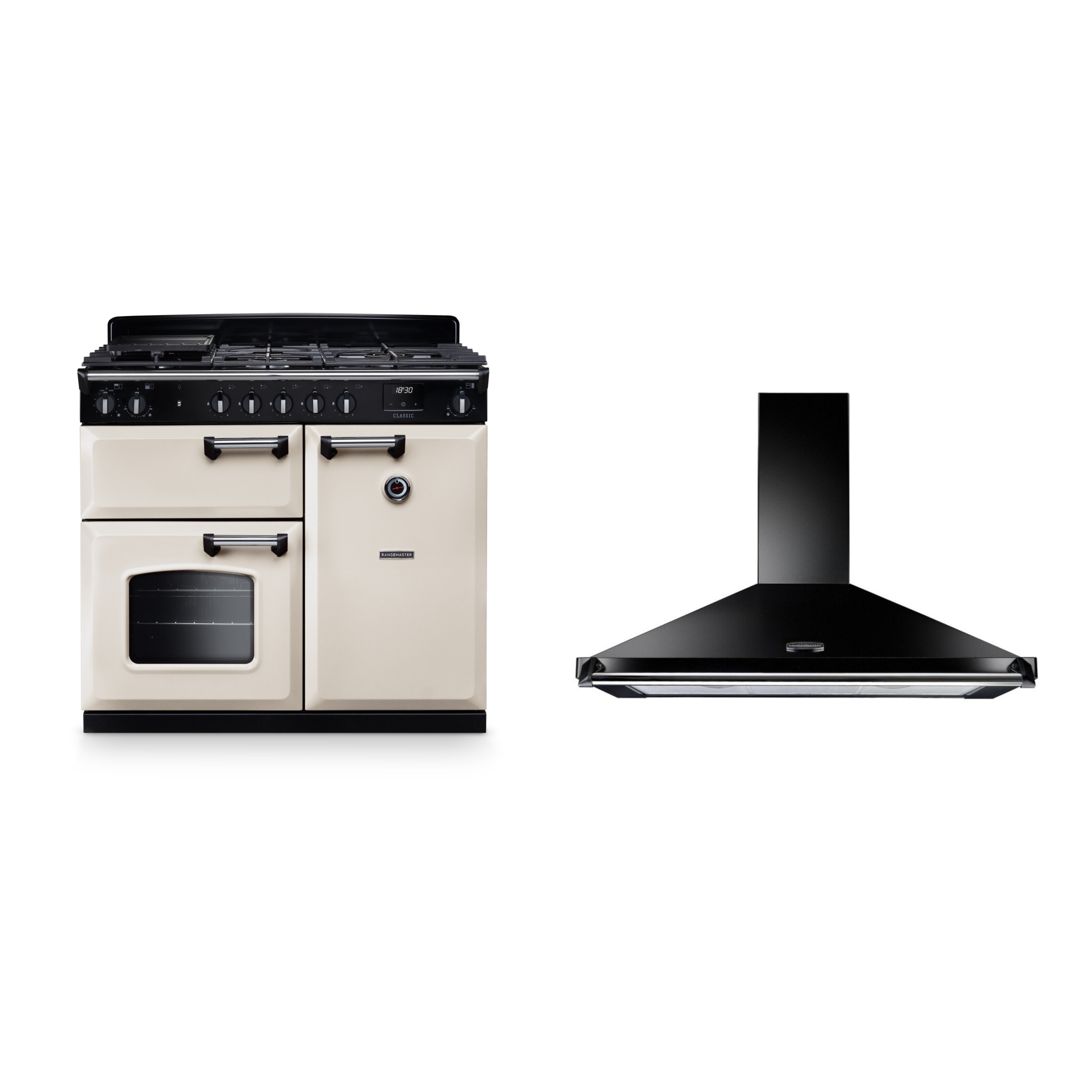 Rangemaster Classic Deluxe Dual Fuel Range Cooker & Hood Pack
